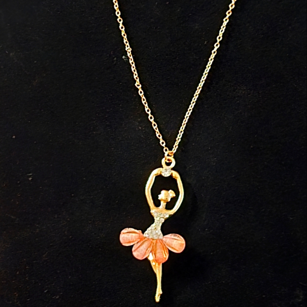 Elegant Gold Ballerina Pendant Necklace